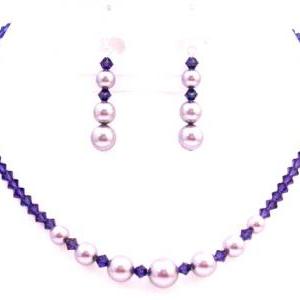 Passion Jewelry Set Swarovski Mauve Pearls Purple..