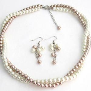 Fine Jewelry Set Bridesmaid In Ivory And Champagne..