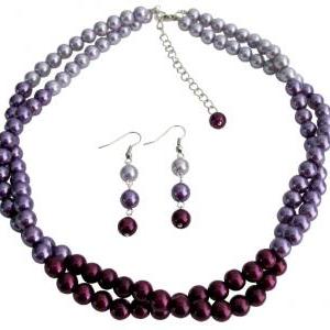 Pretty Purple Jewelry Set In Gorgeous Colors Plum..