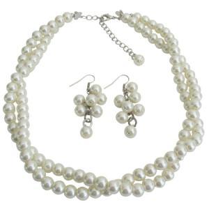 Ivory Pearl Twisted Necklace With Matching Grape..