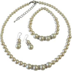 Faux Cream Pearl Bridesmaide Jewelry Set Sterling..