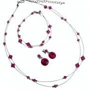 Fabulous Crystals Fuchsia Jewelry Bridal Prom Bridesmaid Complete Set