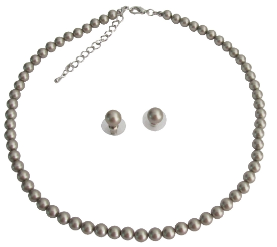 Very Delicate Color Platinum Champagne Latte Color Pearls Jewelry Set