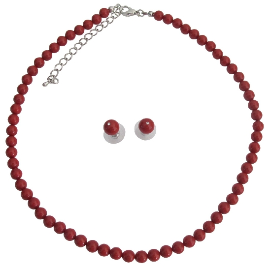 Handmade Swarovski Red Pearls For Both Brides & Bridesmaid Jewelry