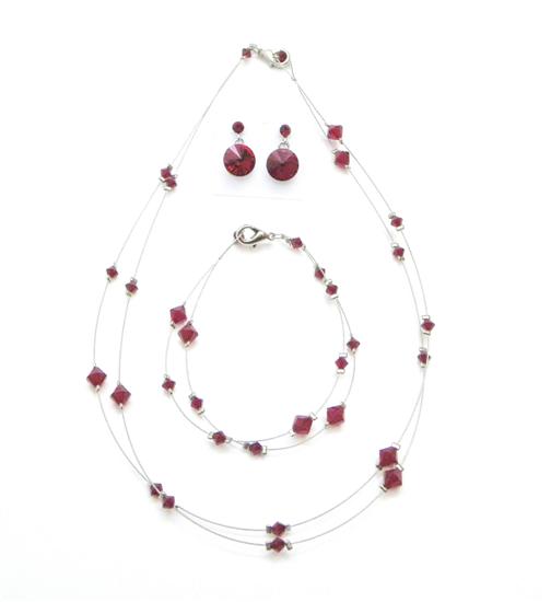 Sexy Passion Red Jewelry Genuine Siam Red Crystals Necklace Set