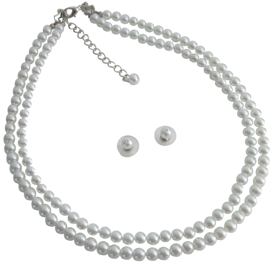 Elegant Statement On Your Wedding Day W/ White Pearls Jewelry Set