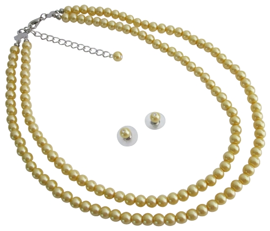 Bridal Collection Customize In Your Color Length Yellow Pearl Jewelry Set