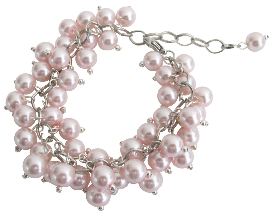 Chunky Cluster Beaded Bracelet In Soft Pink Jewelry Gift