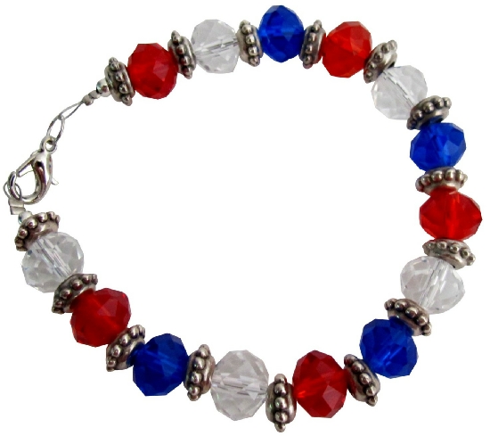 Love Usa 4th Of July Celebrate Patriotic Day Red White Blue Bracelet