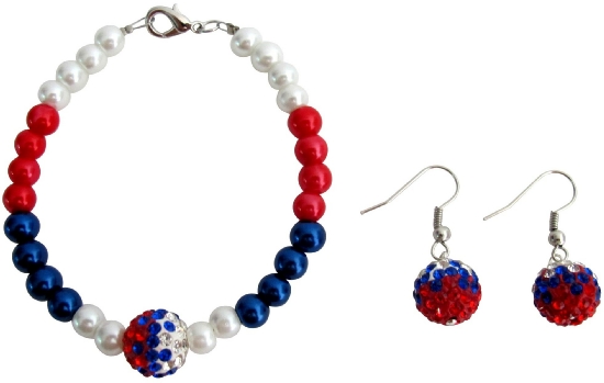 4th Of July Patriotic Military Mom Jewelry Red White Blue Bracelet
