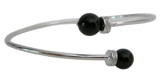 Prom Birthday Party Swarovski Black Pearls Silver Cuff Bracelet