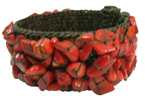 Inexpensive Cotton Rope Red Coral Wire Cuff Bracelet