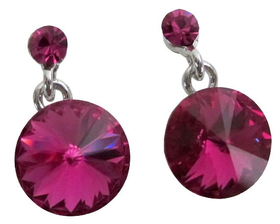 Shimmery Fuchsia Crystals Stud Earrings Gorgeous Stud Earrings