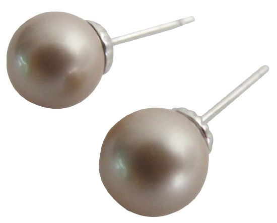 Classic Rich Champagne Color Pearl Stud Earrings Junior Bridesmaid