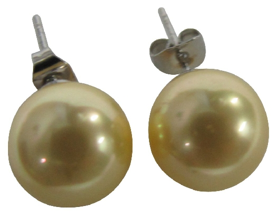Beautifully Luxurious Yellow 12mm Oyster Shell Pearl Stud Earrings